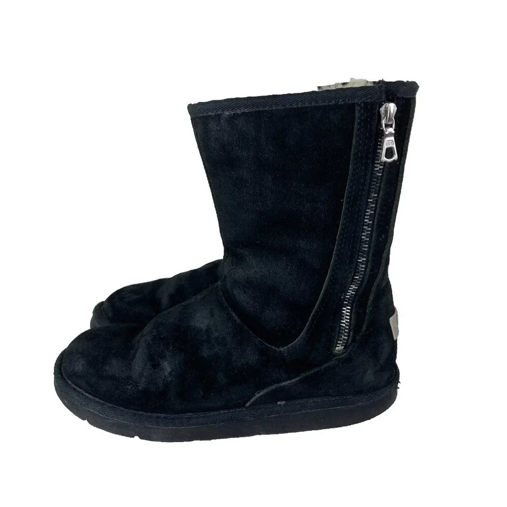UGG Mayfaire Womens‎ Sz 7 Black Suede Sherpa Lined Mid Calf Warm Winter Boots